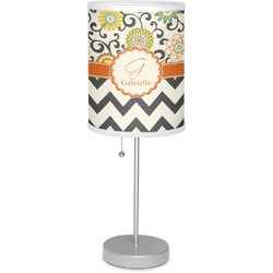 Swirls, Floral & Chevron 7" Drum Lamp with Shade (Personalized)