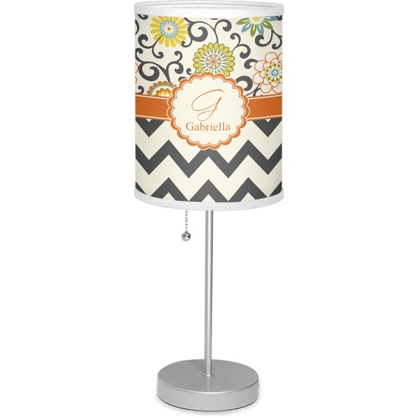 Custom Swirls, Floral & Chevron Lamp with Drum Shade (Personalized)