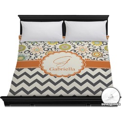 Swirls, Floral & Chevron Duvet Cover - King (Personalized)