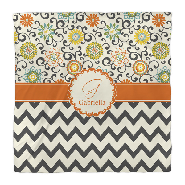 Swirls, Floral & Chevron Duvet Cover - Queen - Front