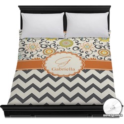 Swirls, Floral & Chevron Duvet Cover - Full / Queen (Personalized)