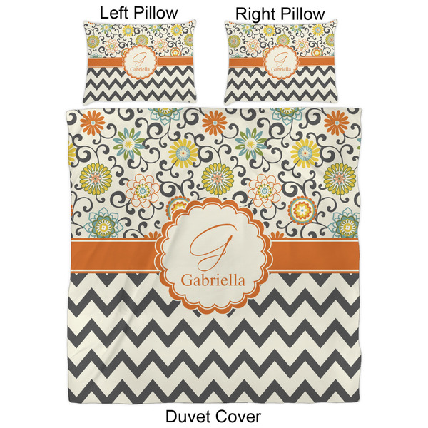 Swirls, Floral & Chevron Duvet Cover Set - Queen - Approval