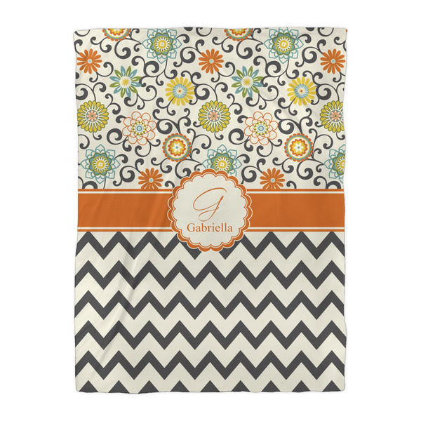 Swirls, Floral & Chevron Duvet Cover - Twin XL - Front