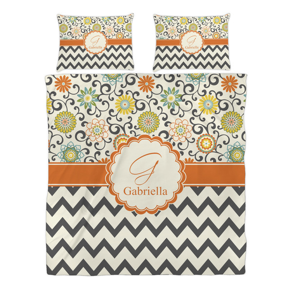 Swirls, Floral & Chevron Duvet cover Set - Queen - Alt Approval