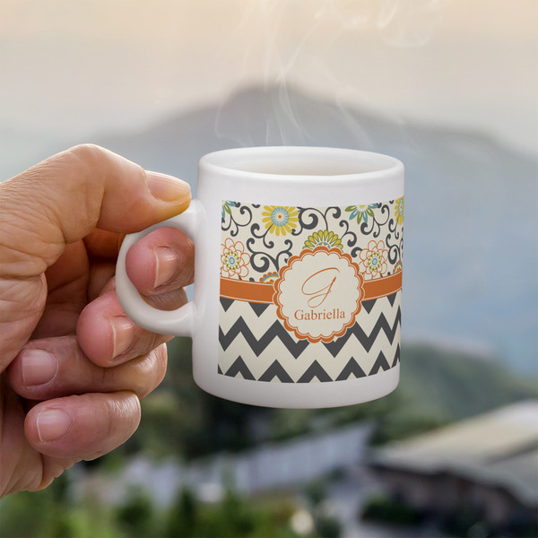 Custom Swirls, Floral & Chevron Single Shot Espresso Cup - Single (Personalized)