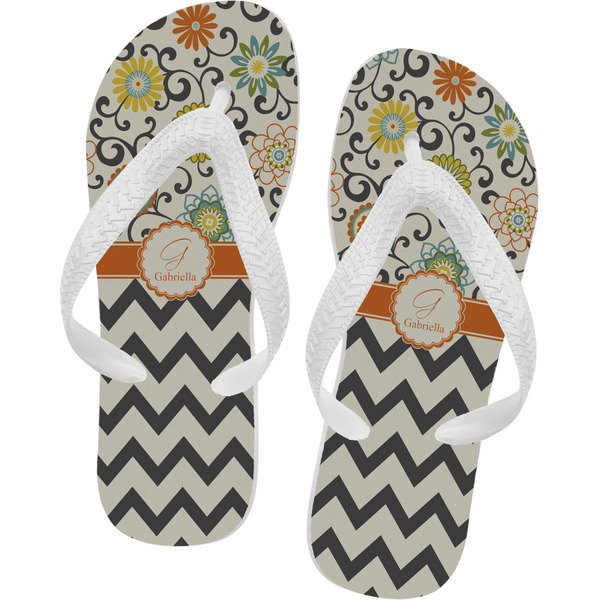 Custom Swirls, Floral & Chevron Flip Flops - Small (Personalized)