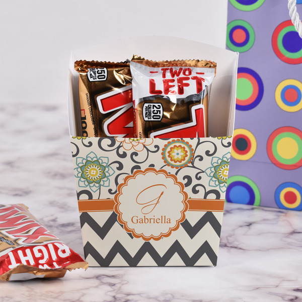 Swirls, Floral & Chevron French Fry Favor Box - w/ Treats View