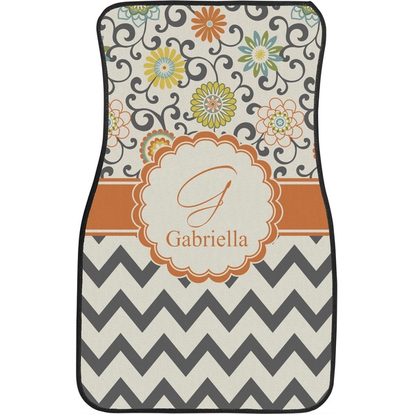 Swirls, Floral & Chevron Custom Car Floor Mats (Front Seat)