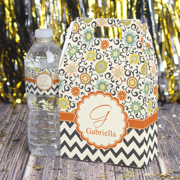 Swirls, Floral & Chevron Gable Favor Box - In Context