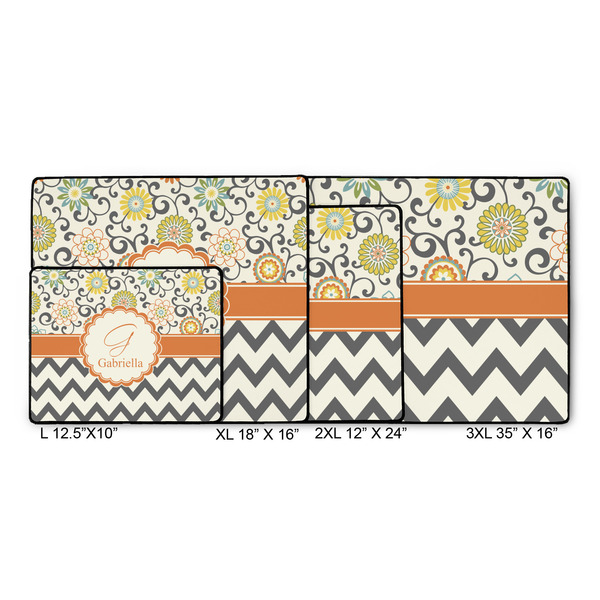 Swirls, Floral & Chevron Gaming Mats - SIZE CHART