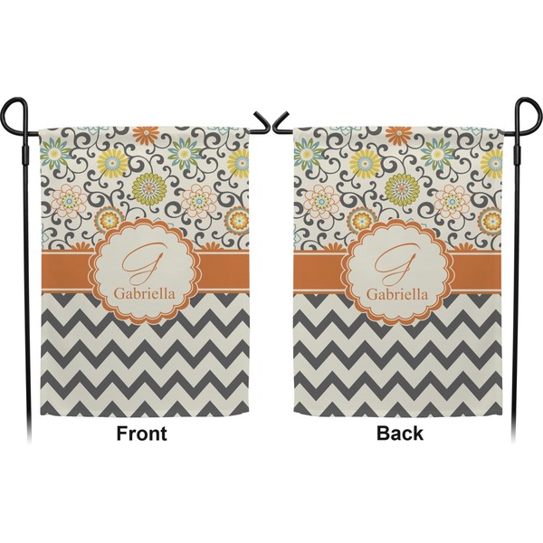Swirls, Floral & Chevron Garden Flag - Double Sided Front and Back