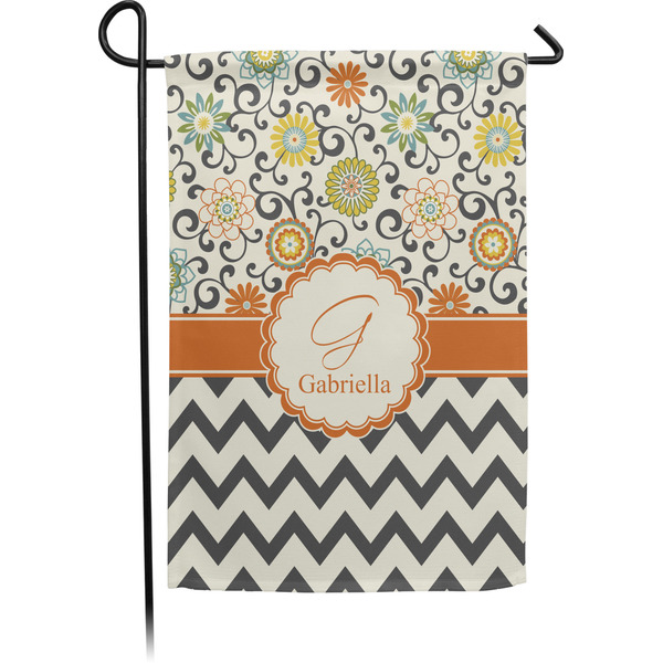 Custom Swirls, Floral & Chevron Small Garden Flag - Single Sided w/ Name and Initial