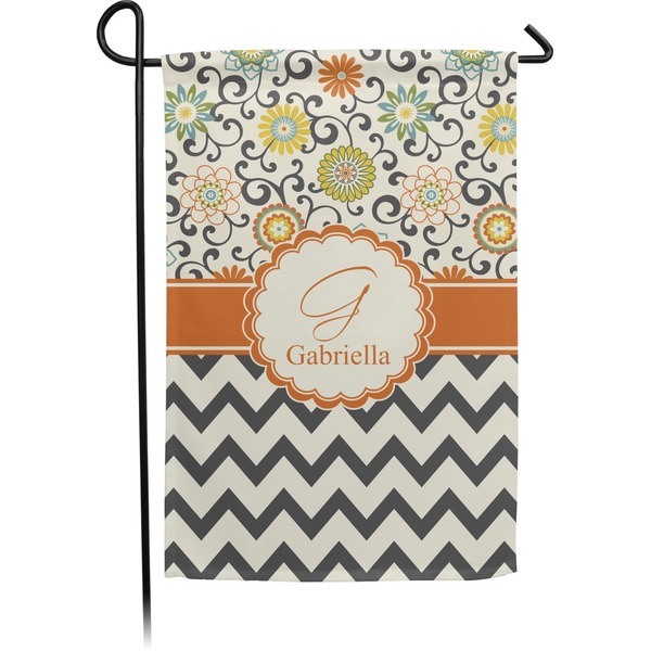 Custom Swirls, Floral & Chevron Small Garden Flag - Double Sided w/ Name and Initial