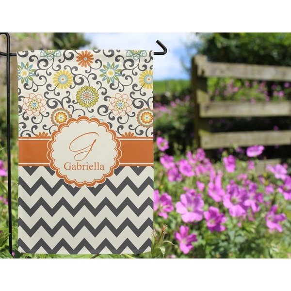 Swirls, Floral & Chevron Garden Flag - Outside In Flowers