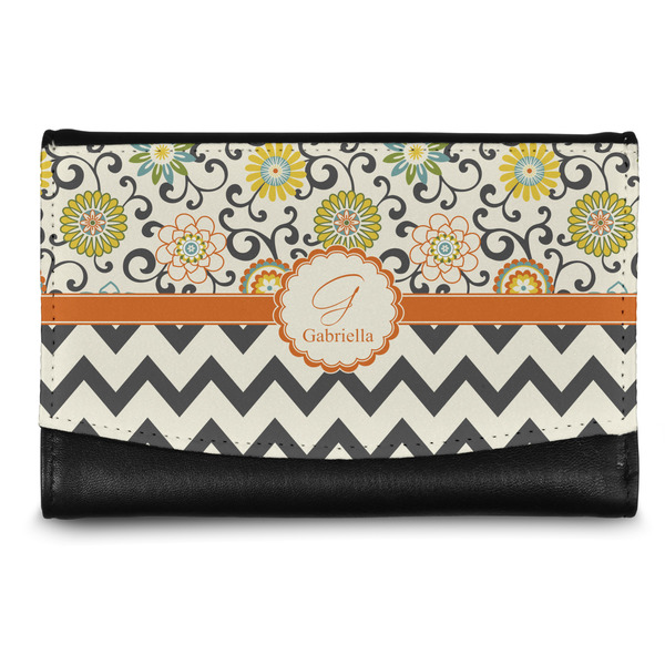 Custom Swirls, Floral & Chevron Genuine Leather Women's Wallet - Small (Personalized)