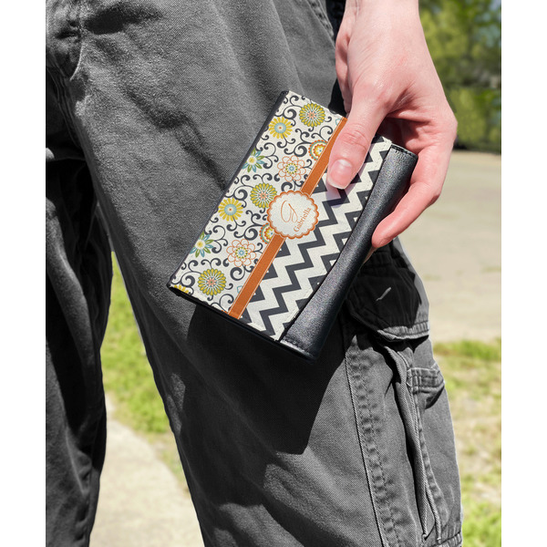 Swirls, Floral & Chevron Genuine Leather Womens Wallet - In Context