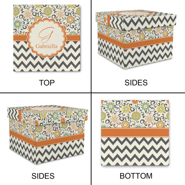 Swirls, Floral & Chevron Gift Boxes with Lid - Canvas Wrapped - Large - Approval