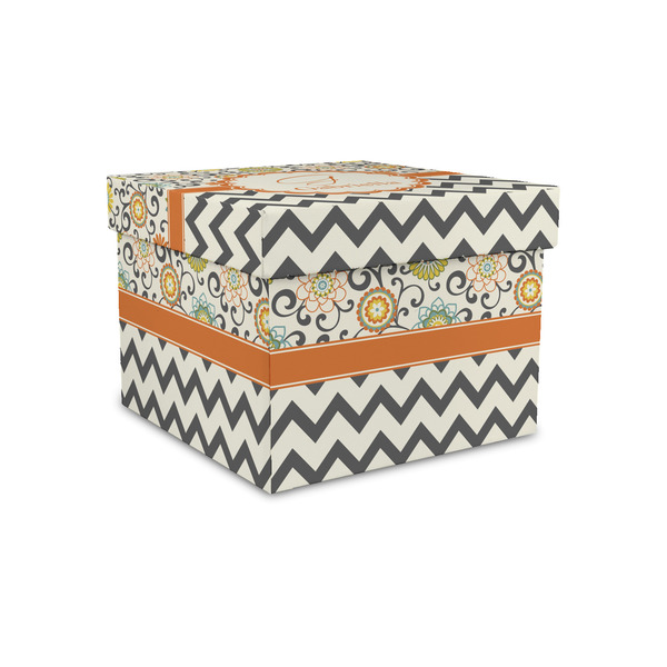 Custom Swirls, Floral & Chevron Gift Box with Lid - Canvas Wrapped - Small (Personalized)