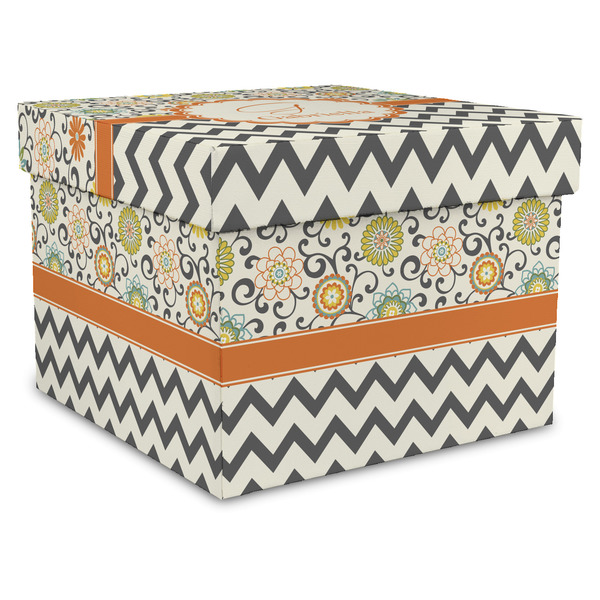 Custom Swirls, Floral & Chevron Gift Box with Lid - Canvas Wrapped - X-Large (Personalized)