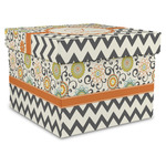 Swirls, Floral & Chevron Gift Box with Lid - Canvas Wrapped - XX-Large (Personalized)