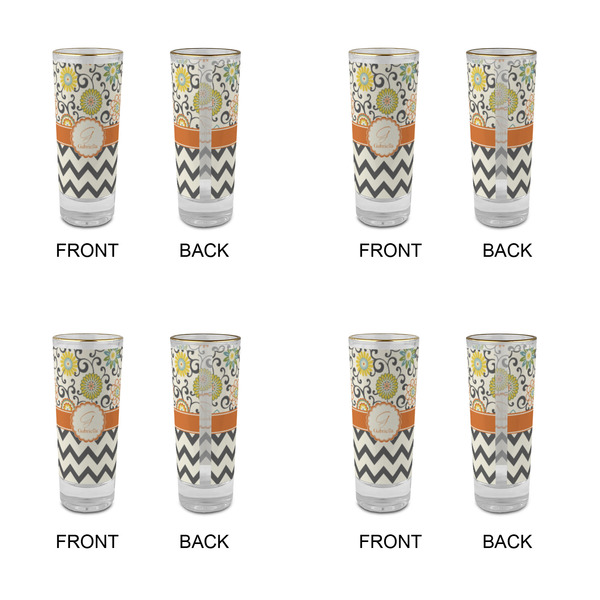 Swirls, Floral & Chevron Glass Shot Glass - 2 oz - Set of 4 - APPROVAL