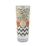 Swirls, Floral & Chevron 2 oz Shot Glass - Glass with Gold Rim (Personalized)