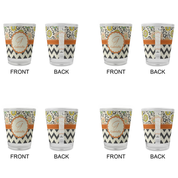 Swirls, Floral & Chevron Glass Shot Glass - Standard - Set of 4 - APPROVAL