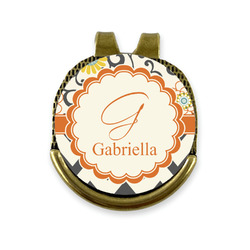 Swirls, Floral & Chevron Golf Ball Marker - Hat Clip - Gold
