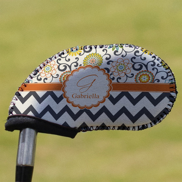Custom Swirls, Floral & Chevron Golf Club Iron Cover (Personalized)
