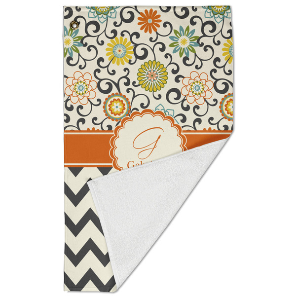 Swirls, Floral & Chevron Golf Towel - Folded (Large)