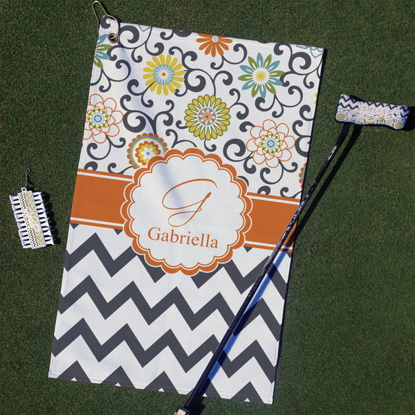 Custom Swirls, Floral & Chevron Golf Towel Gift Set (Personalized)