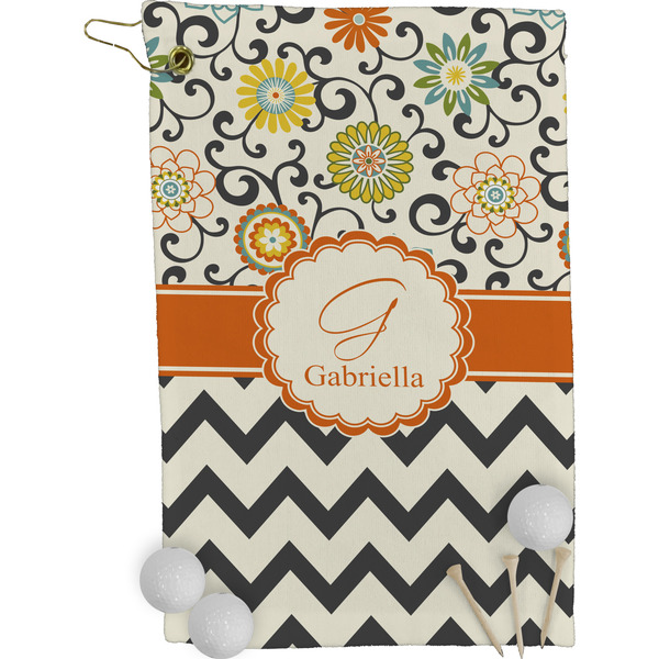 Swirls, Floral & Chevron Golf Towel (Personalized)