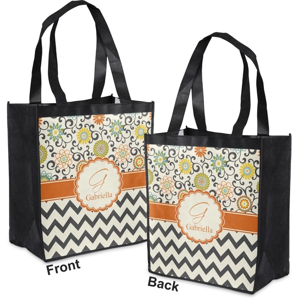 Swirls, Floral & Chevron Grocery Bag - Apvl