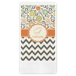 Swirls, Floral & Chevron Guest Napkins - Full Color - Embossed Edge (Personalized)