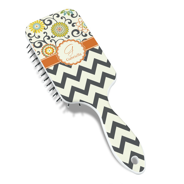 Swirls, Floral & Chevron Hair Brush - Angle View