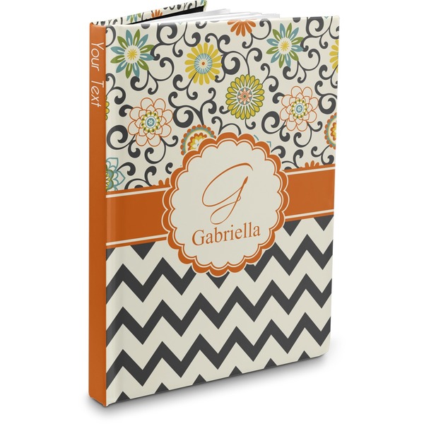 Custom Swirls, Floral & Chevron Hardbound Journal - 7.25" x 10" (Personalized)