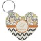 Swirls, Floral & Chevron Heart Plastic Keychain w/ Name and Initial