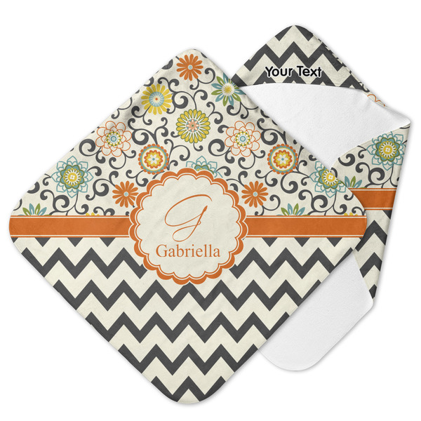 Custom Swirls, Floral & Chevron Hooded Baby Towel (Personalized)