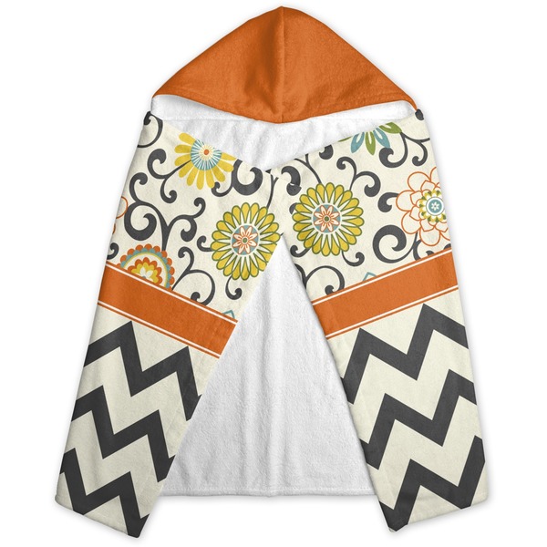 Swirls, Floral & Chevron Hooded Towel - Folded