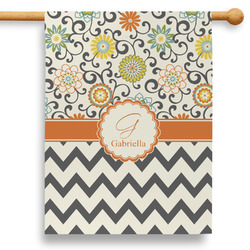 Swirls, Floral & Chevron 28" House Flag - Single Sided (Personalized)