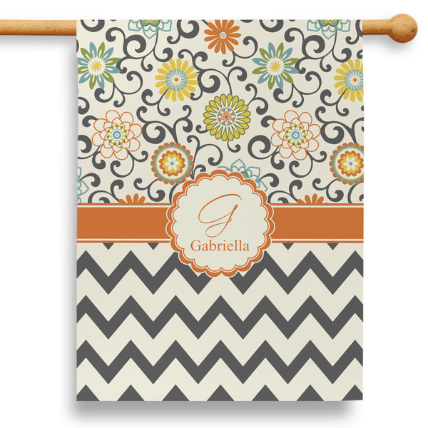 Custom Swirls, Floral & Chevron 28" House Flag (Personalized)