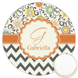 Swirls, Floral & Chevron Printed Cookie Topper - 3.25" (Personalized)