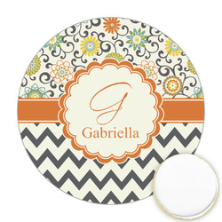 Swirls, Floral & Chevron Printed Cookie Topper - Round (Personalized)