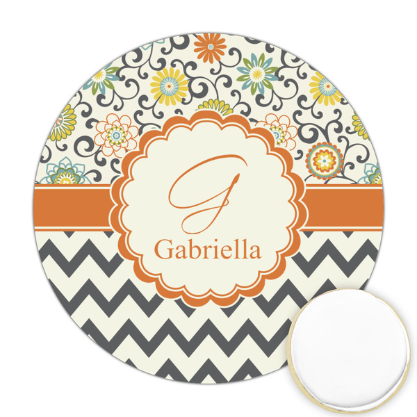 Custom Swirls, Floral & Chevron Printed Cookie Topper - 2.5" (Personalized)