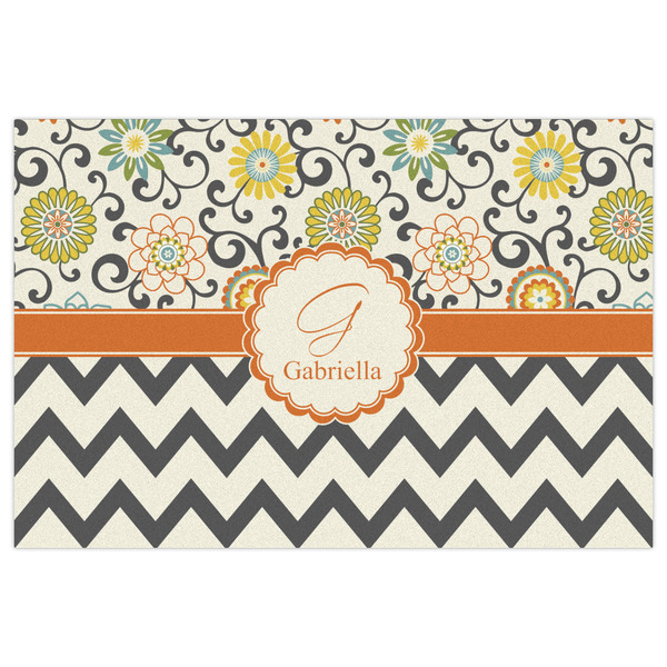 Swirls, Floral & Chevron Indoor / Outdoor Rug - 2'x3' - Front Flat