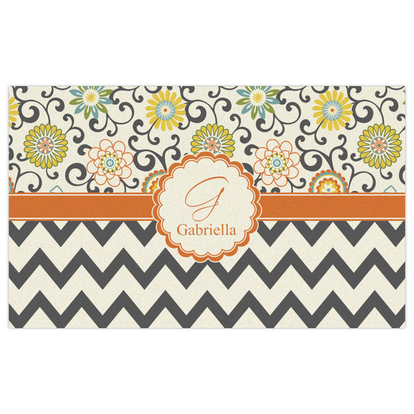 Swirls, Floral & Chevron Indoor / Outdoor Rug - 3'x5' - Front Flat