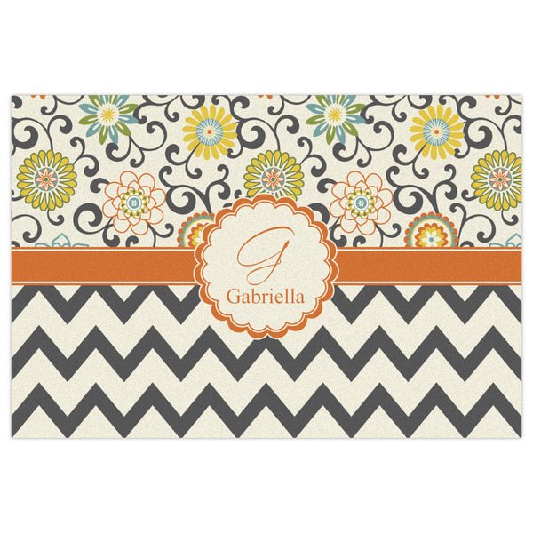 Swirls, Floral & Chevron Indoor / Outdoor Rug - 4'x6' - Front Flat