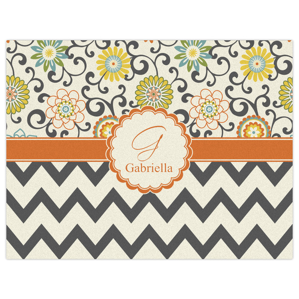 Swirls, Floral & Chevron Indoor / Outdoor Rug - 6'x8' - Front Flat
