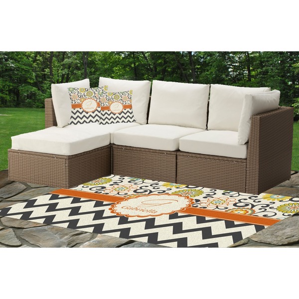 Swirls, Floral & Chevron Outdoor Mat & Cushions