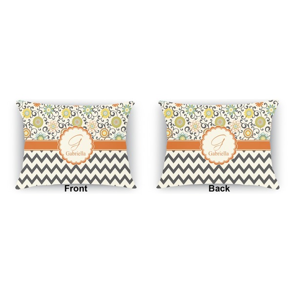 Swirls, Floral & Chevron  Indoor Rectangular Burlap Pillow (Front and Back)